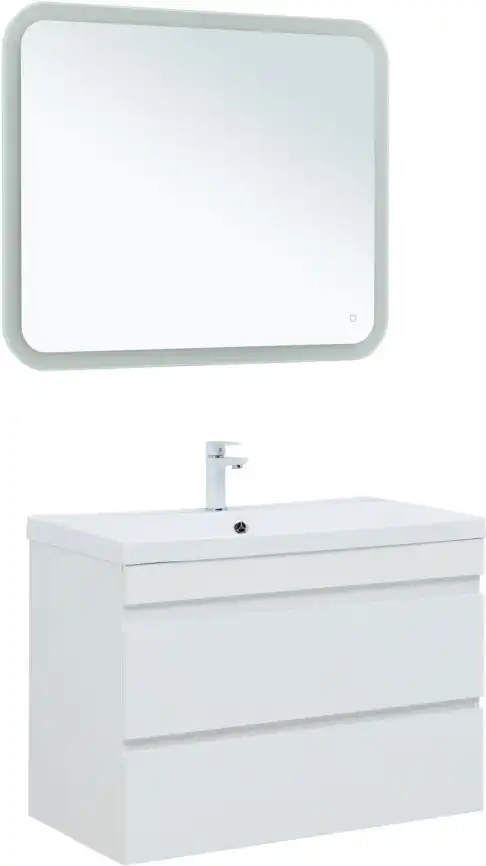 Тумба под раковину Aquanet Нота New 90 2 ящика, белый глянец 335419 фото 7