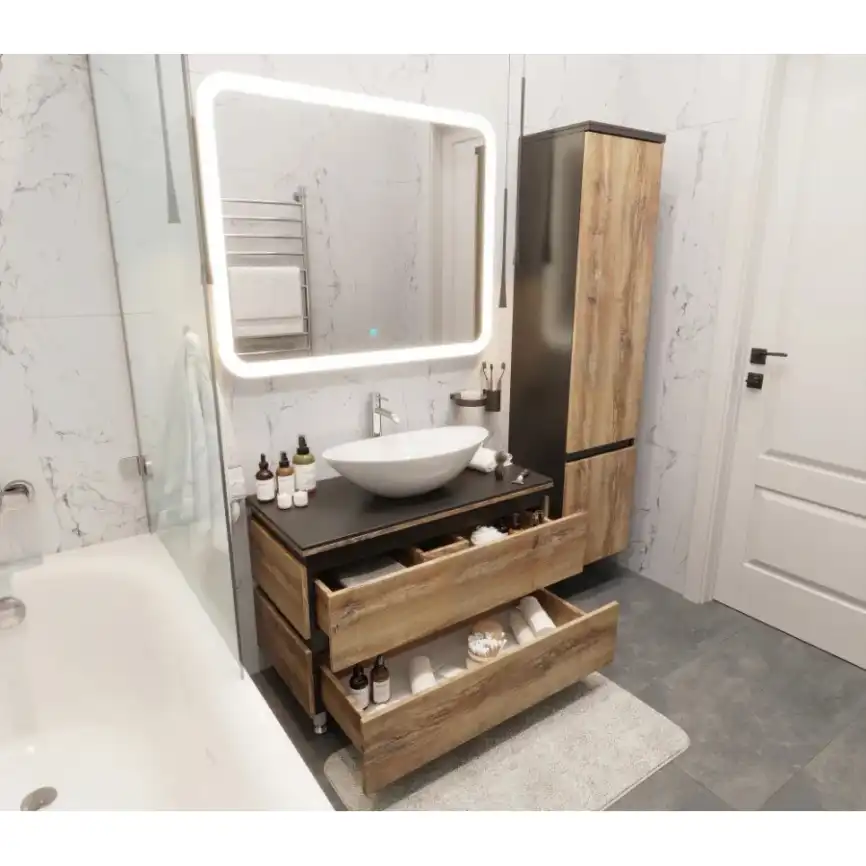 Тумба со столешницей AURA ТРИУМФ 90-2 напольная Славянский Дуб фото 4