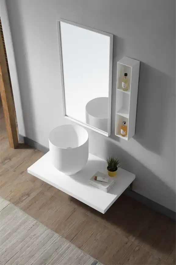 Раковина накладная ABBER STEIN 40х40х45 AS2618, круглая, белая матовая фото 4