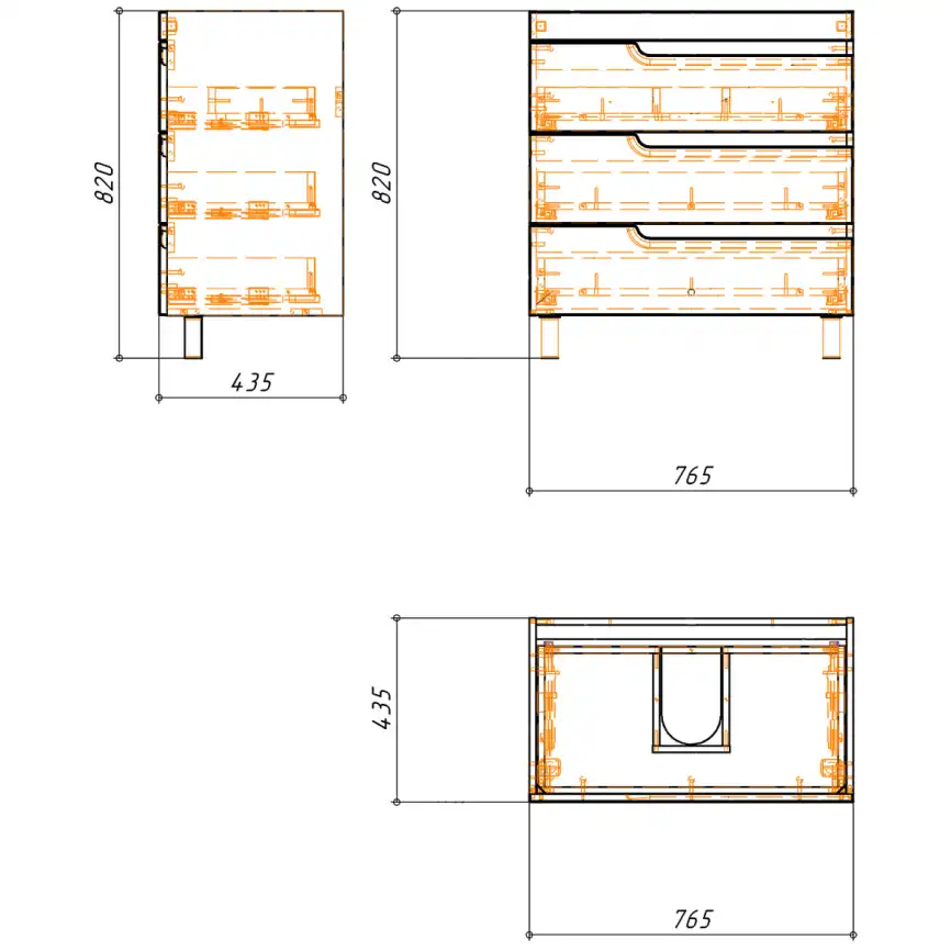 Тумба с раковиной Azario KANTRI 80/3Н CS00097257, напольная с раковиной Фостер 80, белая фото 8