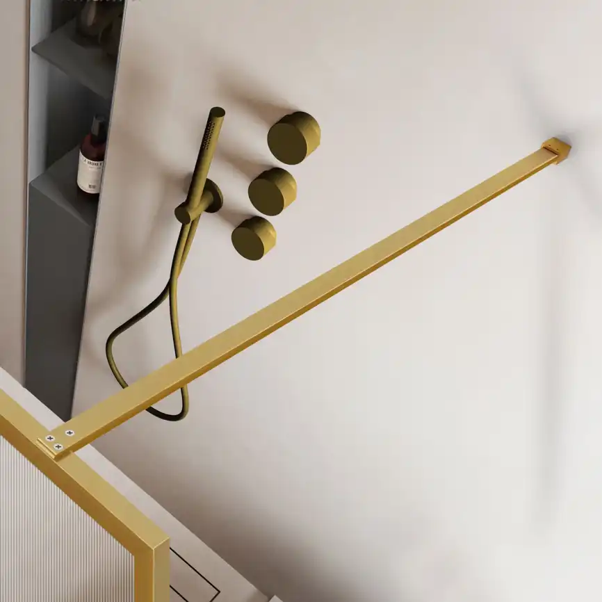 Душевая перегородка Vincea Walk in HP Art 100 VSW-1HP100FLBG, профиль брашированное золото, стекло рифленое фото 3