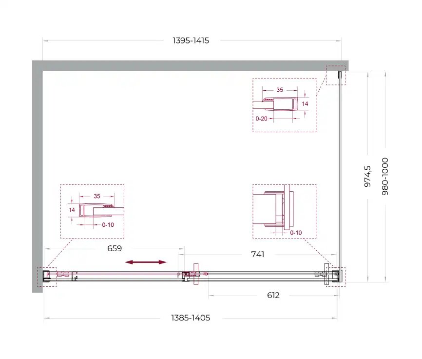 Душевой уголок BelBagno SOFT_CLOSE-1-AH-1-140/100-C-GM стекло прозрачное, профиль Оружейная сталь фото 11