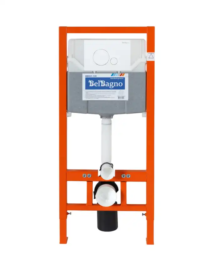 Инсталляция для подвесного унитаза BelBagno BB001-120  с кнопкой смыва BB014-SR-BIANCO фото 2
