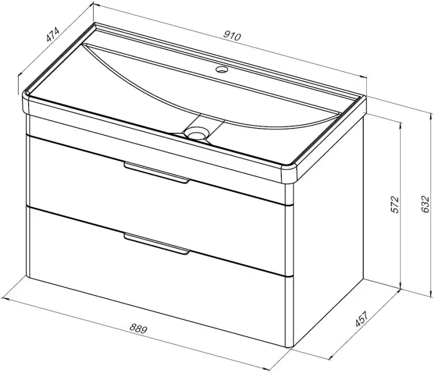 Тумба под раковину Aquanet Ирис New 90 белый глянец, подвесная, 336311 фото 2