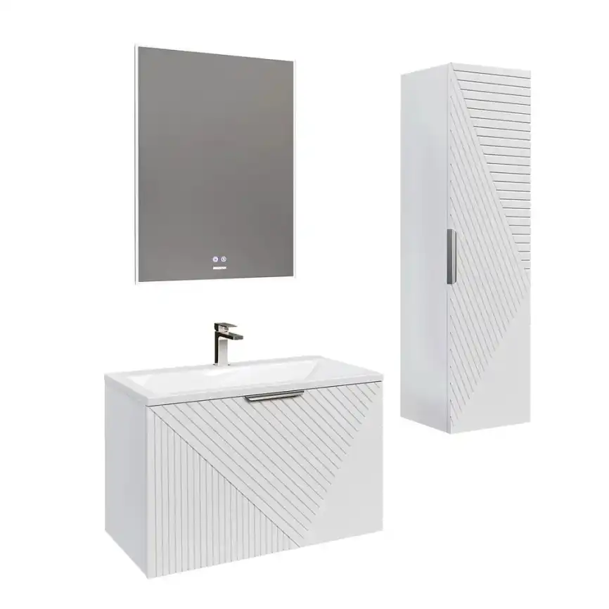 Шкаф-пенал для ванной Grossman Блисс 35 подвесной, белый матовый (303548) фото 4