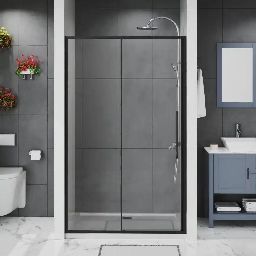 Душевая дверь Azario 120 AZ-Y43-120-MB-CL, профиль черный матовый, стекло Прозрачное фото 1