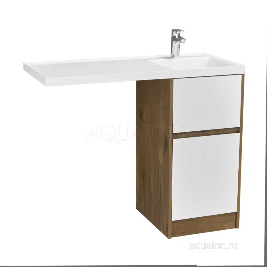 Тумба под раковину Aquaton Лондри 100 под стиральную машину без фасада 1A267001LHDR0 напольная цвет, дуб рустикальный фото 5