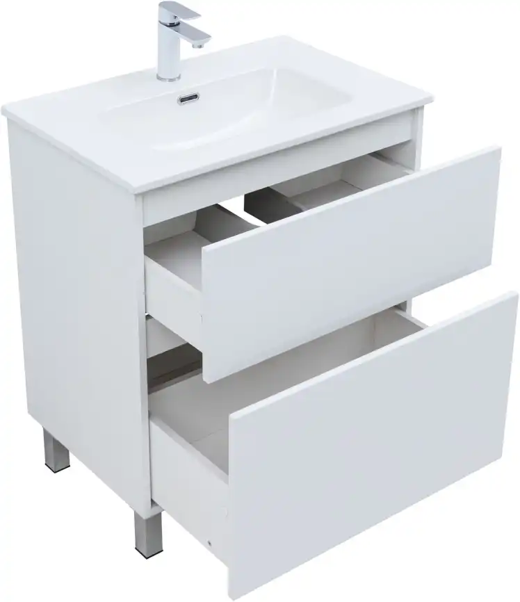 Тумба под раковину Aquanet Вега 70 напольная, белый глянец, 344122 фото 8