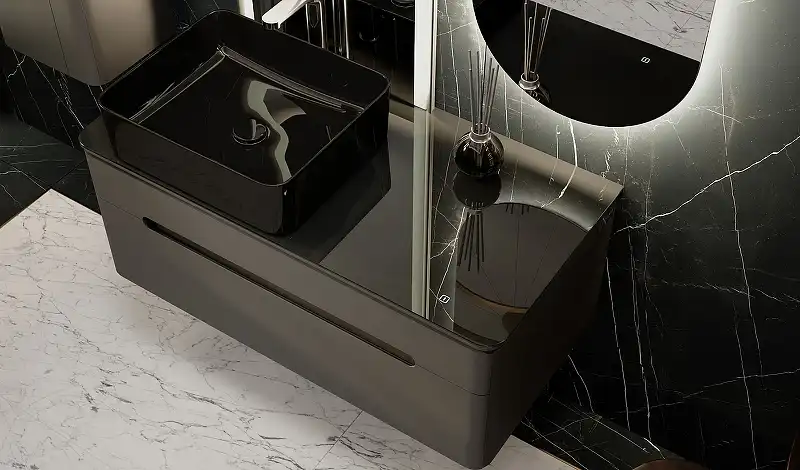 Тумба под раковину Jorno SHINE 100 Shi.01.100/P/A Серый антрацит фото 5