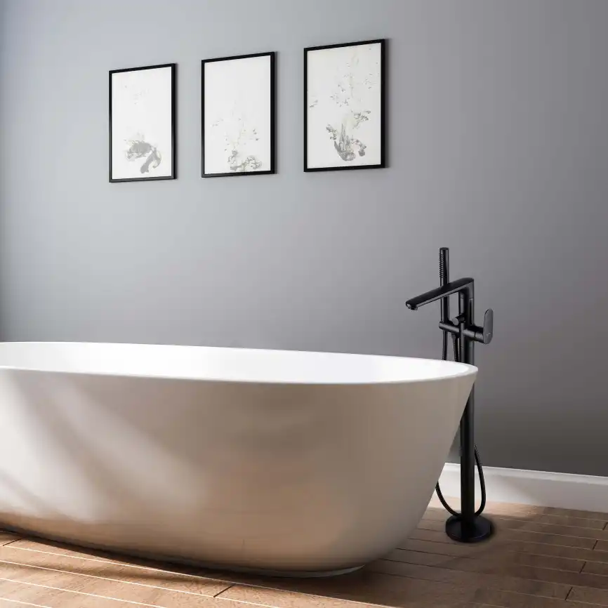 Напольный смеситель для ванны Aquatek Ника AQ1845MB, Черный матовый фото 8