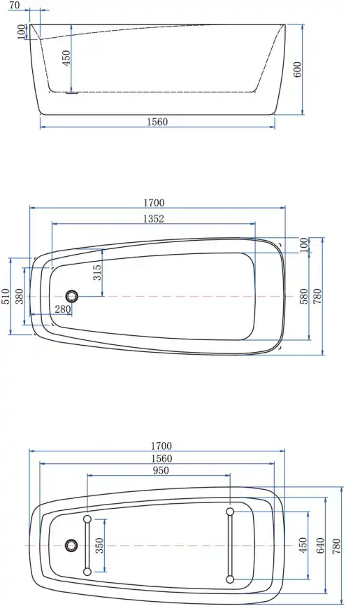 Акриловая ванна Aquanet Family Trend 170x78 90778 Gloss Finish 260046 фото 2