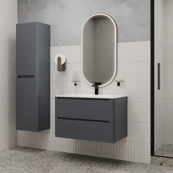 Тумба с раковиной IDDIS Edifice 80, подвесная, Темно-серый, EDI80D0i95K фото 11