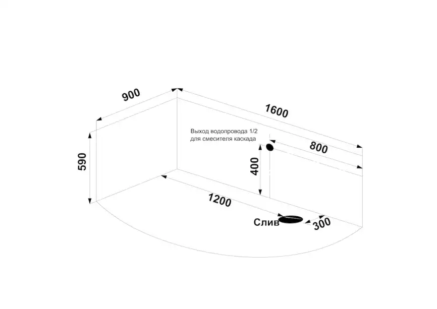 Акриловая ванна Bas Сагра NEW 160х90 L без гидромассажа фото 4