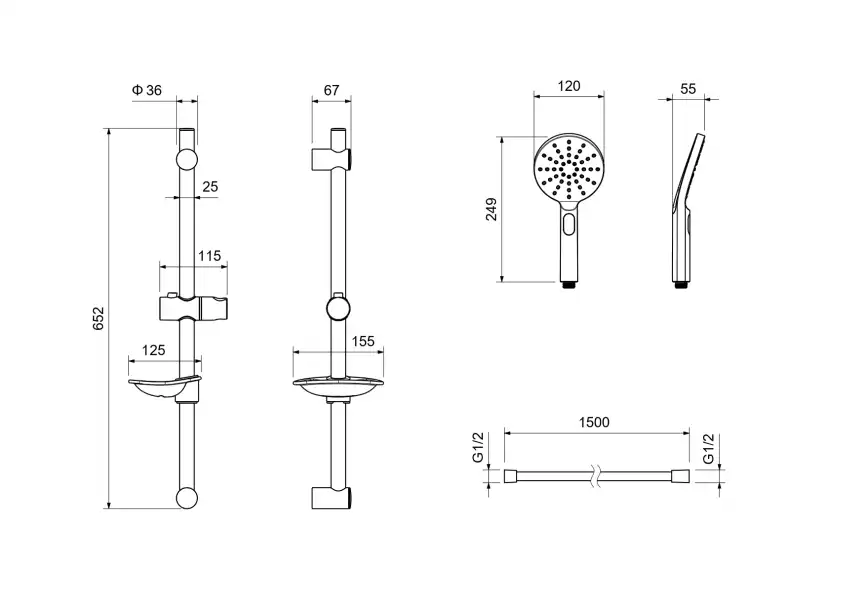 Душевой гарнитур Aquatek ОБЕРОН AQ2014CR, Хром фото 2
