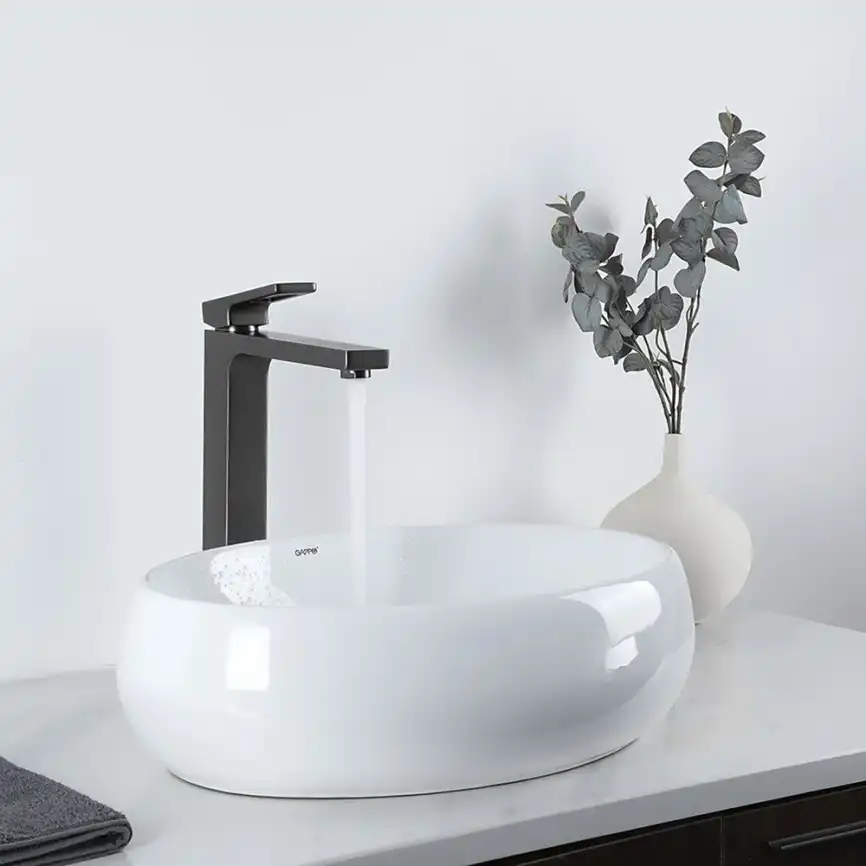 Смеситель для раковины Gappo G1017-92 высокий, Оружейная сталь фото 5