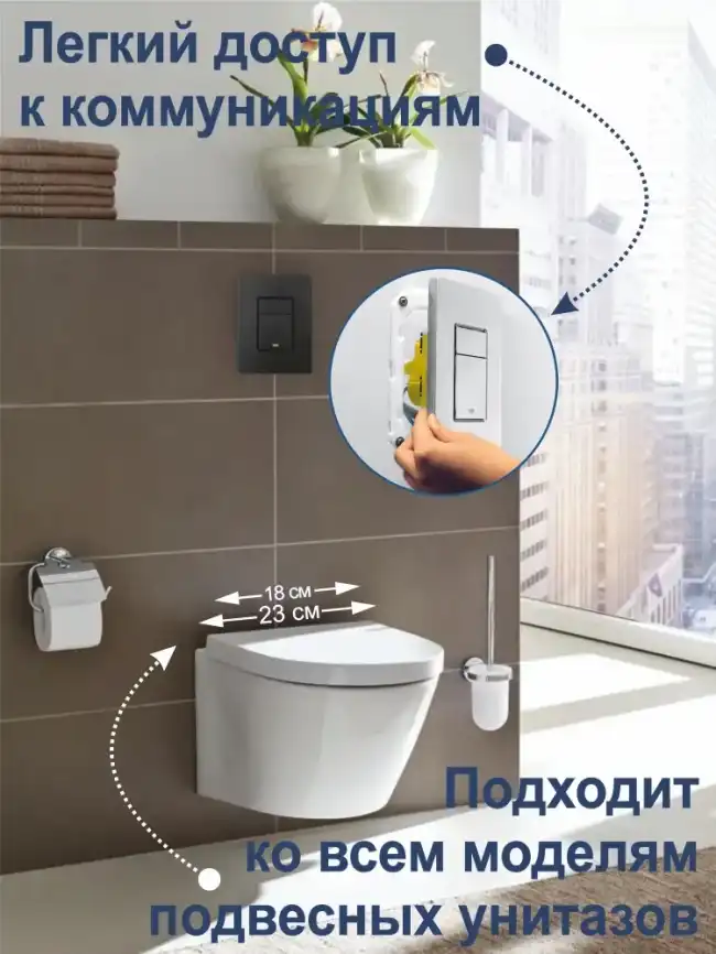 Инсталляция Grohe Rapid SL 38772001 для унитаза с кнопкой смыва графит матовый 38732AOO фото 7