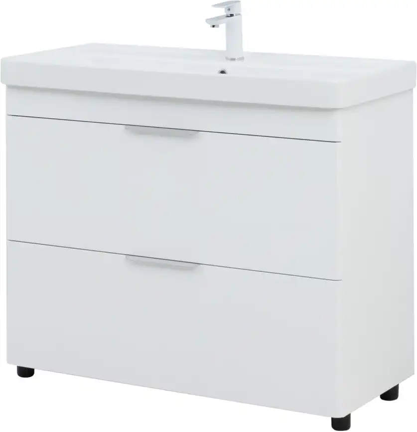 Тумба под раковину Aquanet Ирис New 100 напольная, белый глянец, напольная, 339257 фото 9