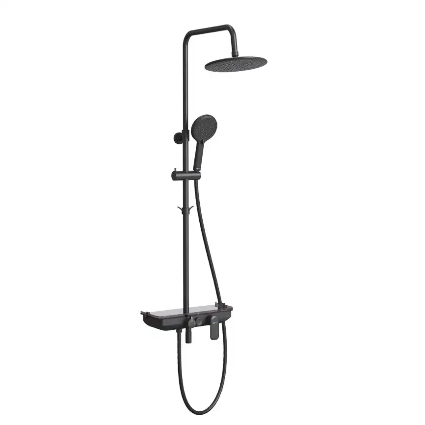 Душевая система Lemark Tropic LM7012BL для ванны с изливом, верхний и ручной душ, Черный матовый фото 1