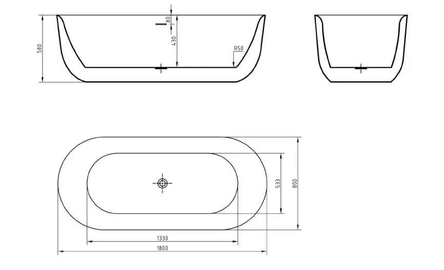 Акриловая ванна BelBagno 180х80 BB706-1800-800, отдельностоящая, Белая глянцевая фото 6