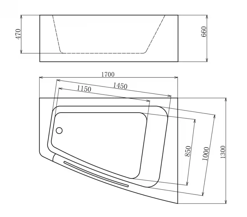 Акриловая ванна Gemy G9056 B R 170х130 с гидромассажем, правая фото 7