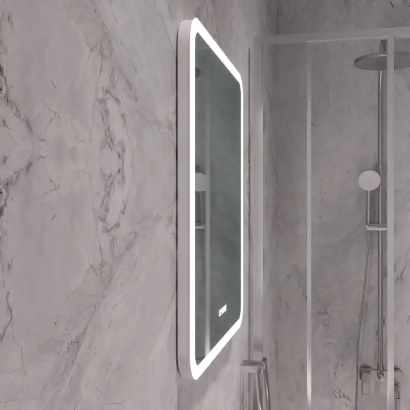 Зеркало с подсветкой AVS Байкал 60x70 см, часы и антипар фото 5