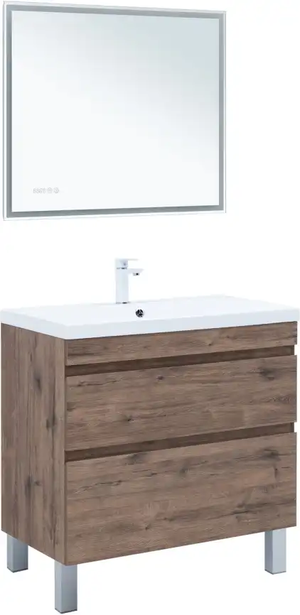 Тумба под раковину Aquanet Нота New 90 напольная, дуб веллингтон табак, 344145 фото 7