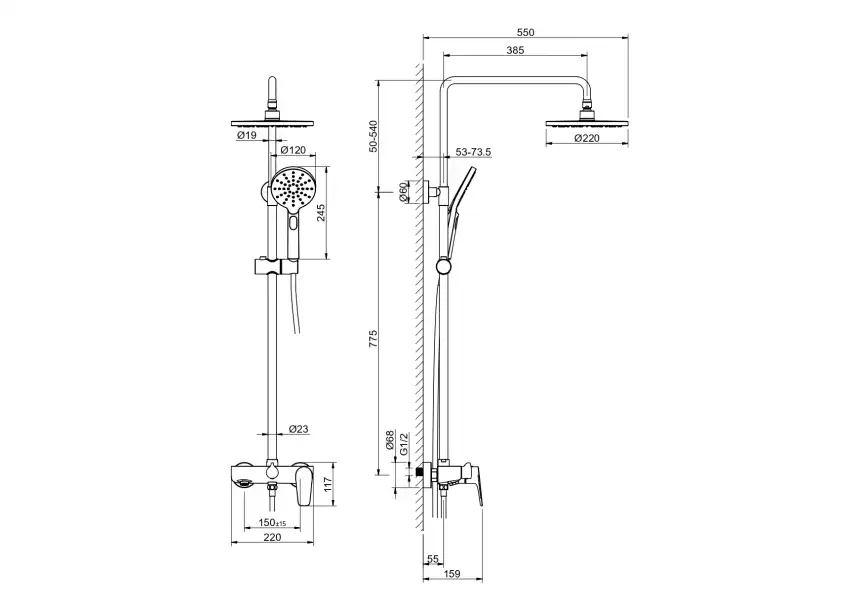 Душевая система Aquatek Бетта AQ2140BGM, Оружейная сталь фото 3