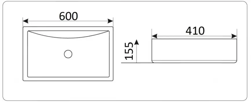 Раковина накладная CeramaLux 600х410х155 9121, цвет Белый фото 2