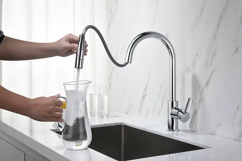 Смеситель для кухни Aquatek Европа AQ1384CR с выдвижной лейкой, Хром фото 6