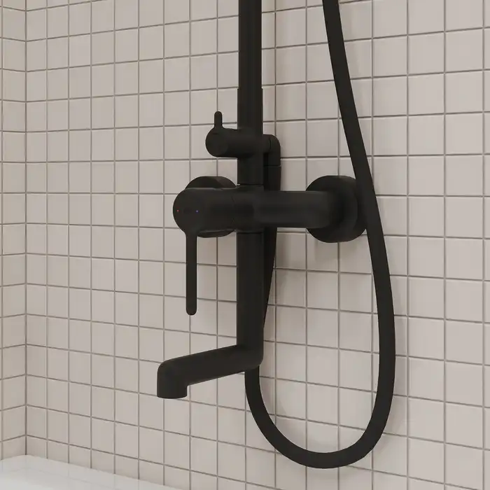 Душевая система IDDIS Aiger AIGBL3Fi06 для ванны с изливом цвет, Матовый черный фото 5