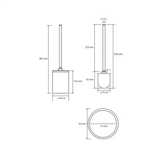 Ершик для унитаза напольный щётка белая 9 см BEMETA WHITE Белый матовый 104913094 фото 2
