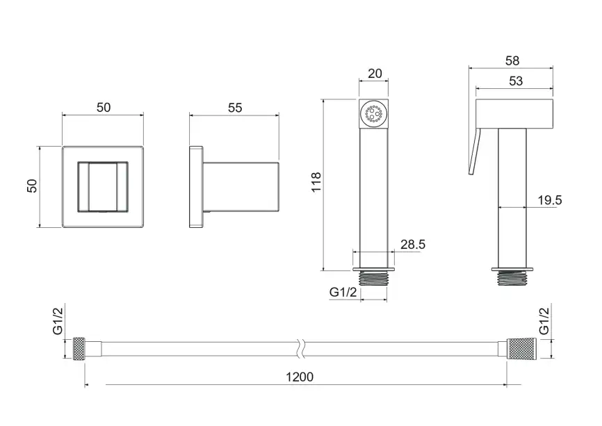 Гигиенический душ Aquatek  AQ2053MB, Черный матовый фото 2
