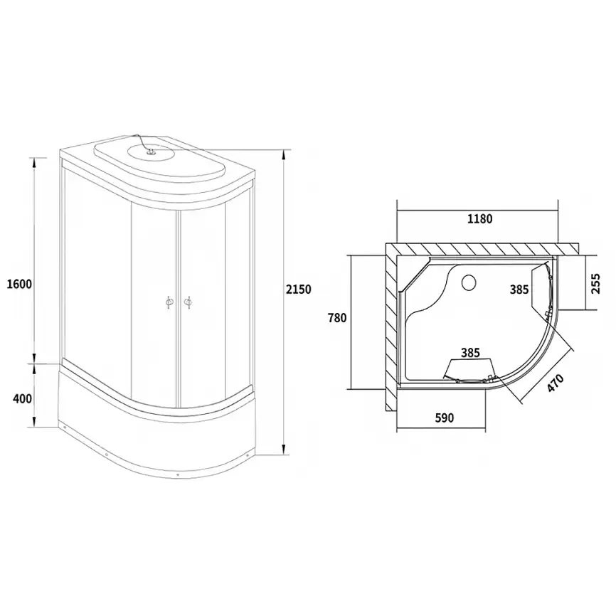 Душевая кабина Loranto 120х80, высокий поддон, Матовое стекло, CS-886EDTM/W-120 фото 3