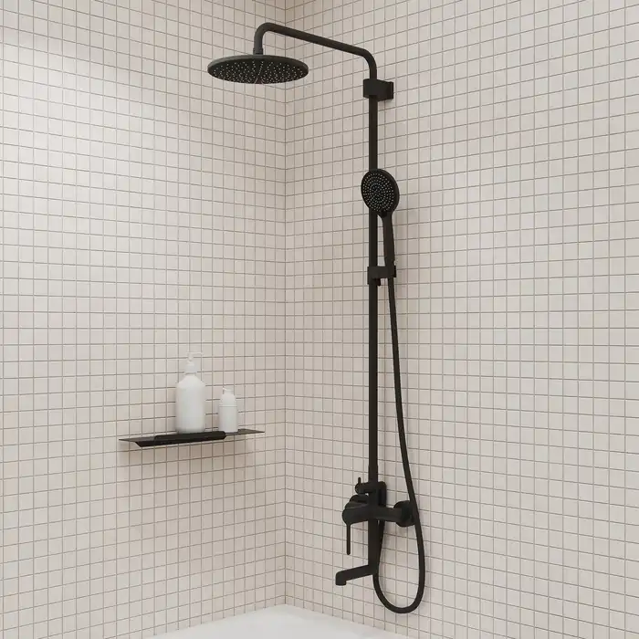 Душевая система IDDIS Aiger AIGBL3Fi06 для ванны с изливом цвет, Матовый черный фото 1