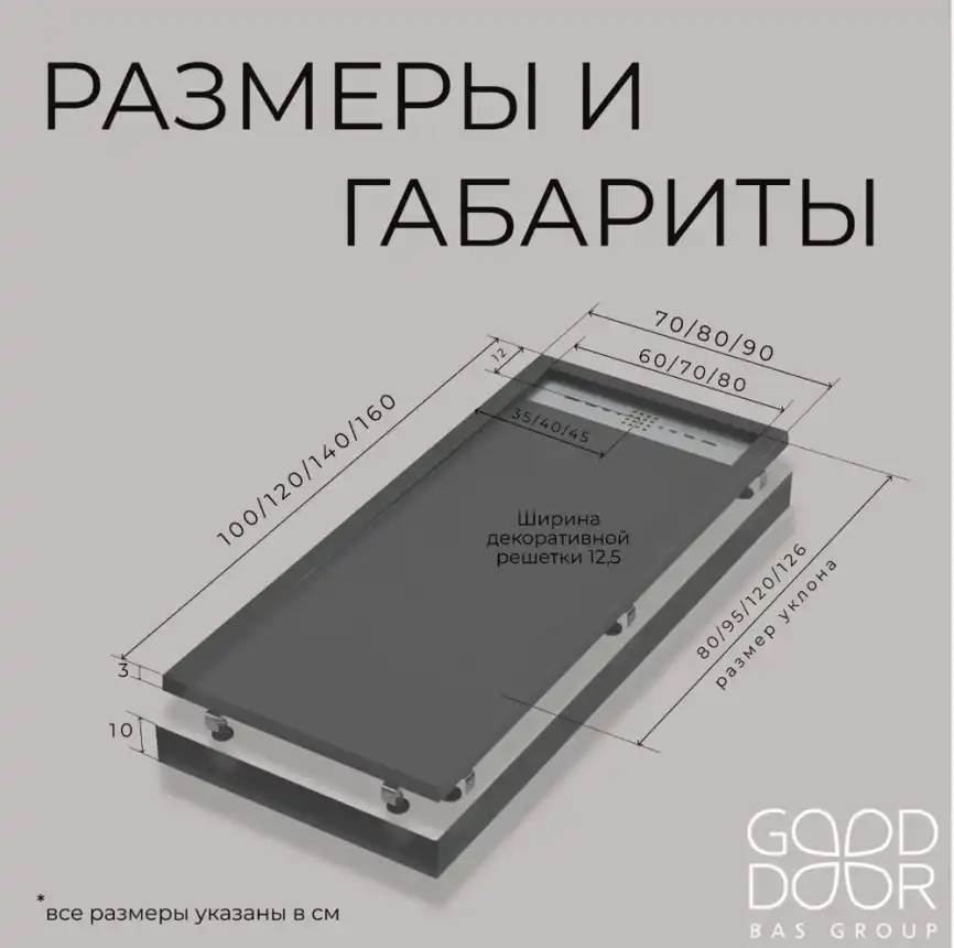 Душевой поддон Good Door Stella 100х70 из искусственного камня, Черный ЛП00155 фото 7