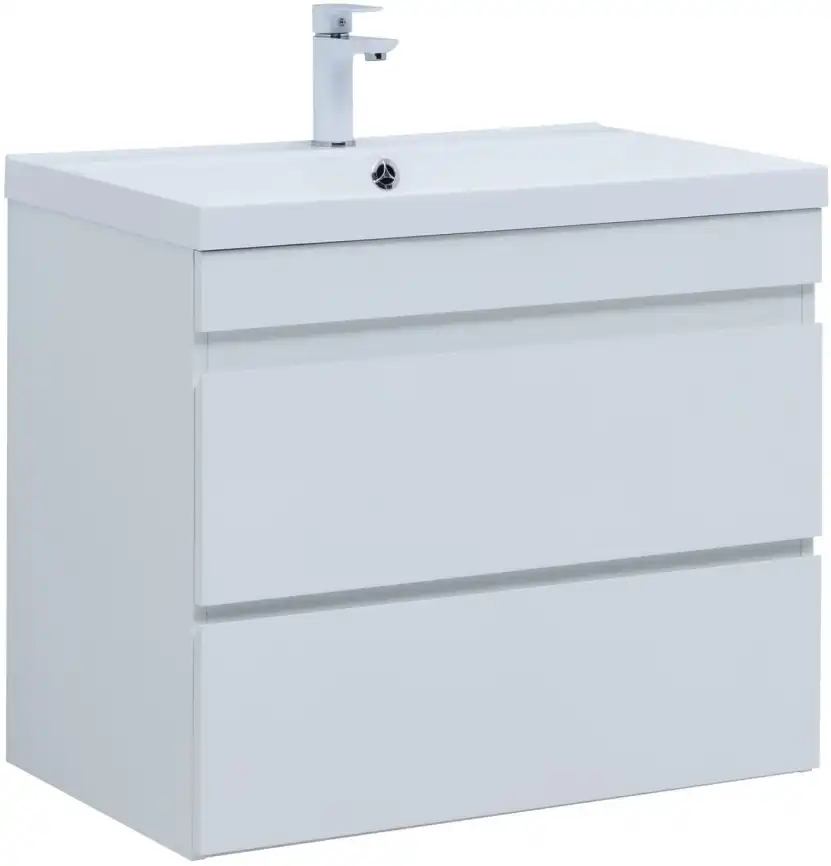 Тумба под раковину Aquanet Нота New 75 2 ящика, белый глянец 335418 фото 1