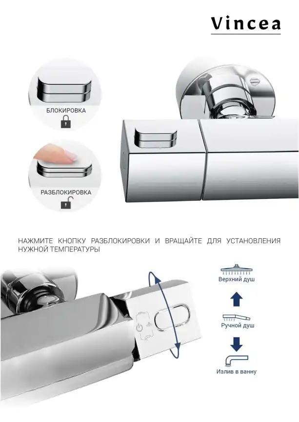 Душевая система  Vincea Next VSFS-1N1TGM VSFS-1N1TGM  с термостатом, вороненая сталь фото 4