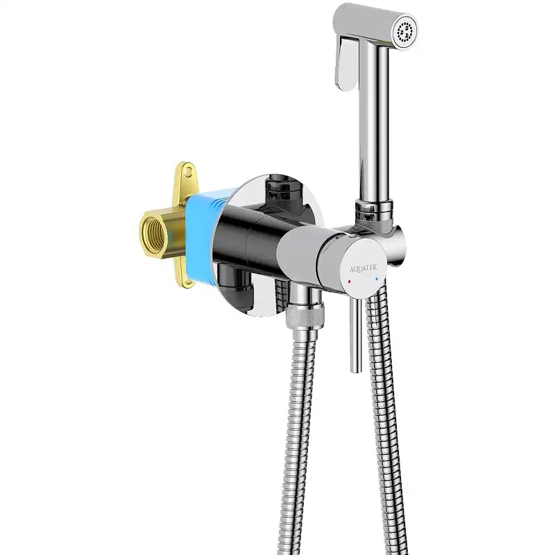 Гигиенический душ со смесителем Aquatek AQ1021CR однорычажный, Хром фото 1