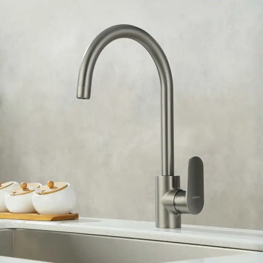 Смеситель для кухни Aquatek Ника AQ1882BGM, Оружейная сталь фото 8