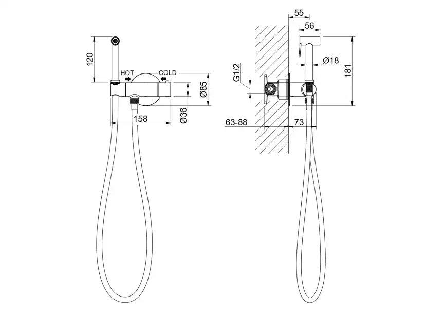 Смеситель с гигиеническим душем Aquatek Оберон AQ1027BG термостатический, Золото матовое фото 2