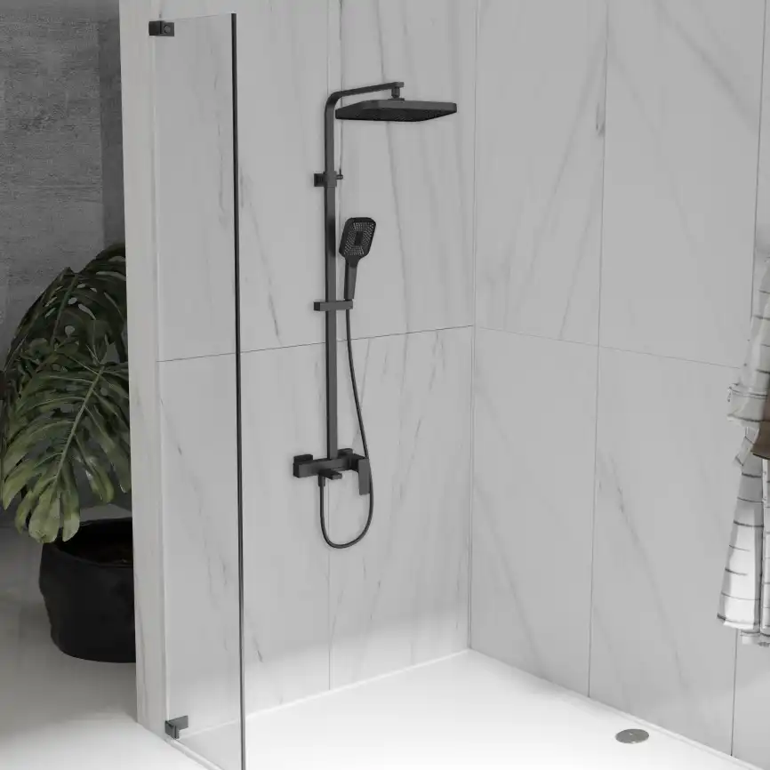 Душевая система  Vincea Cube VSFS-4C12MB VSFS-4C12MB для ванны с изливом, черный матовый фото 1