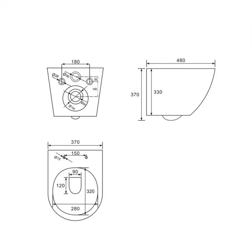 Комплект унитаза с инсталляцией ABBER Bequem AC1100MB-AC0105 черный матовый и кнопкой смыва AC0120MB черная матовая фото 8