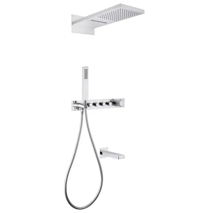 Душевая система ABBER Rund AF8753 скрытого монтажа с изливом, термостат, хром фото 1