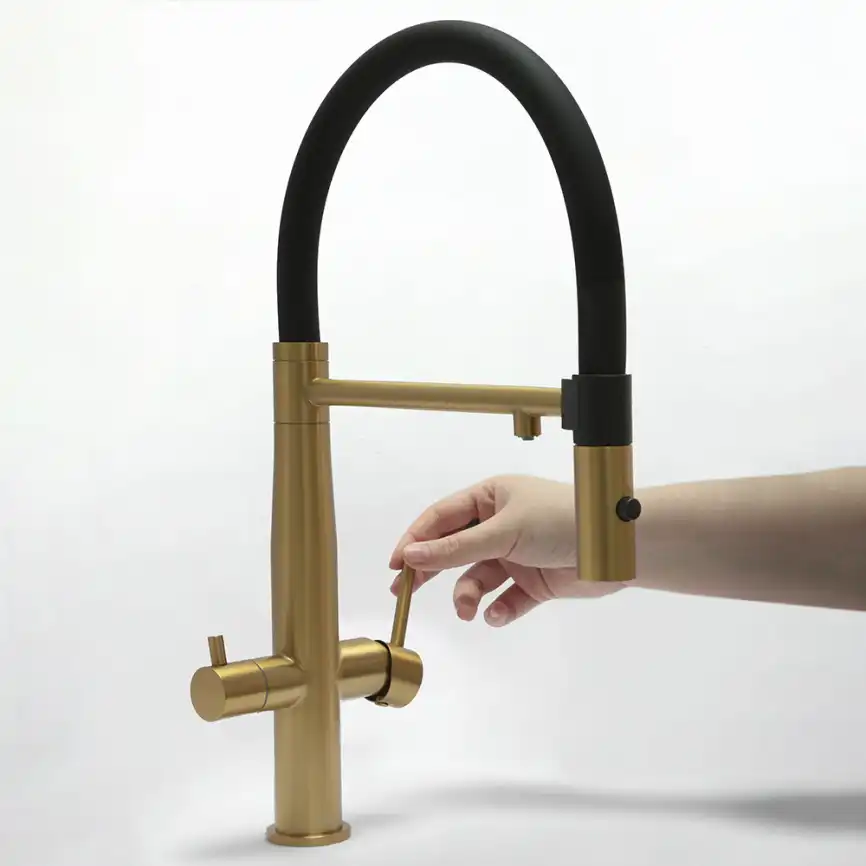 Смеситель для кухни с гибким изливом AVS PureRiver брашированное золото, 811-170-BG фото 8