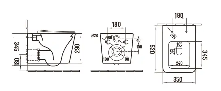 Унитаз подвесной Ceramalux 5170MDH, безободковый с сиденьем микролифт Серый матовый фото 2