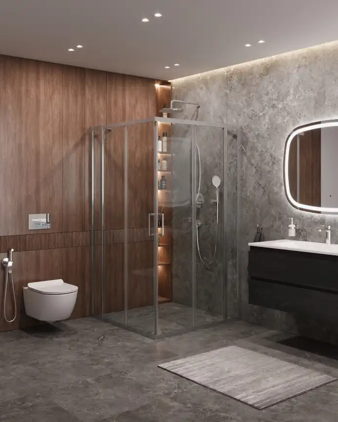 Душевой уголок CEZARES MOLVENO-A-22-80+30-C-Cr-IV стекло Прозрачное, профиль Хром фото 1