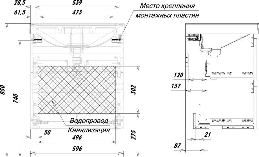 Тумба под раковину Aquanet Джейн 2.0 60 мокко фото 5