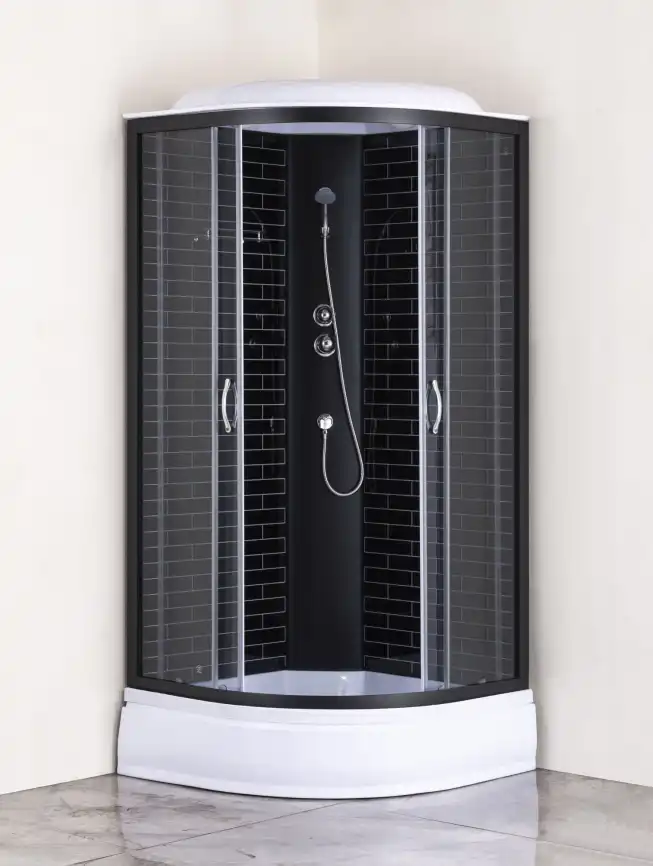 Душевая кабина Loranto 90х90 средний поддон, тонированное стекло, профиль Черный, CS-6690-25GB 90 фото 2
