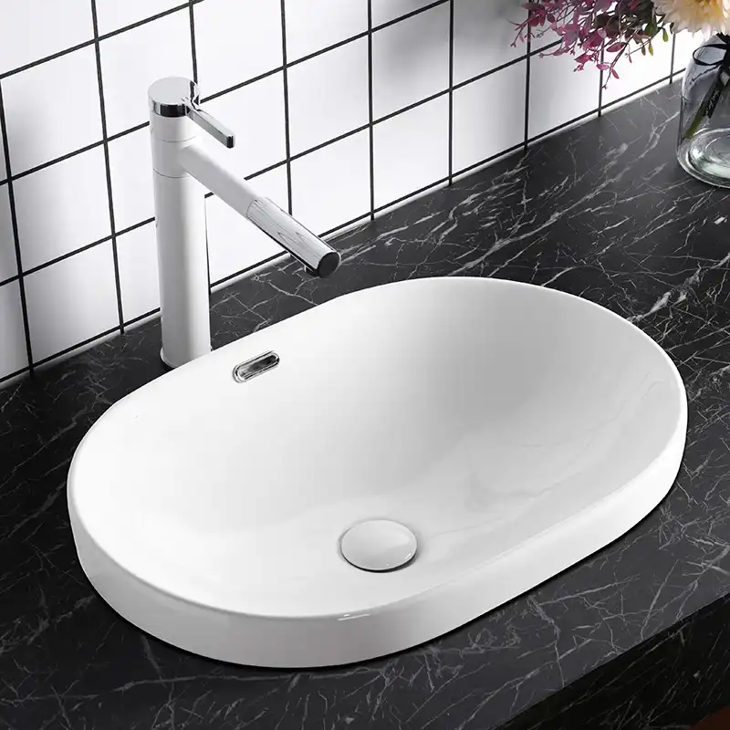 Умывальник CeramaLux 5006C 600х390х170 Полувстраиваемая цвет Белый фото 5