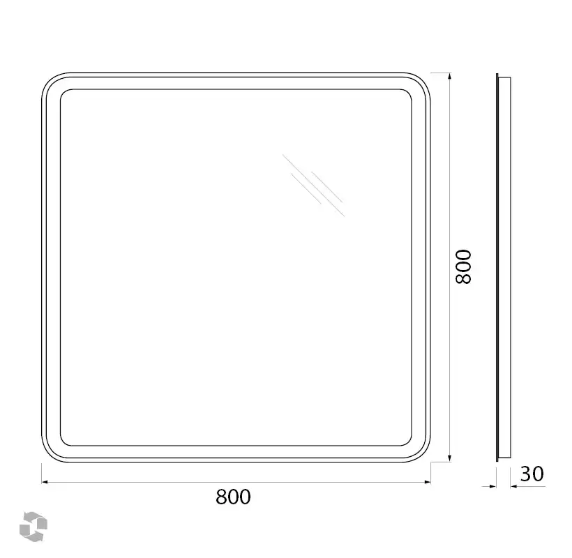 Зеркало BelBagno MARINO 80х80 SPC-MAR-800-800-LED-BTN с подстветкой, кнопочный выключатель фото 8